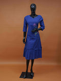 Blue Chanderi Frock with Screen Print Floral Motif – Medium to 2XL