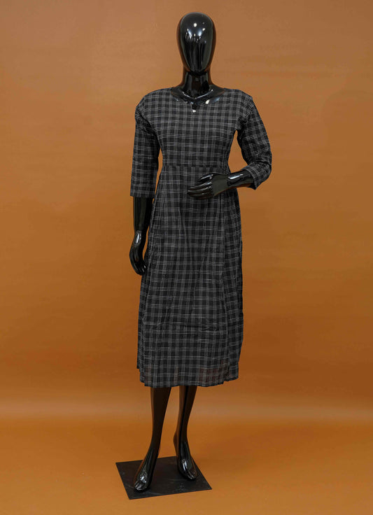 Black Checks Cotton Frock – Medium to 2XL