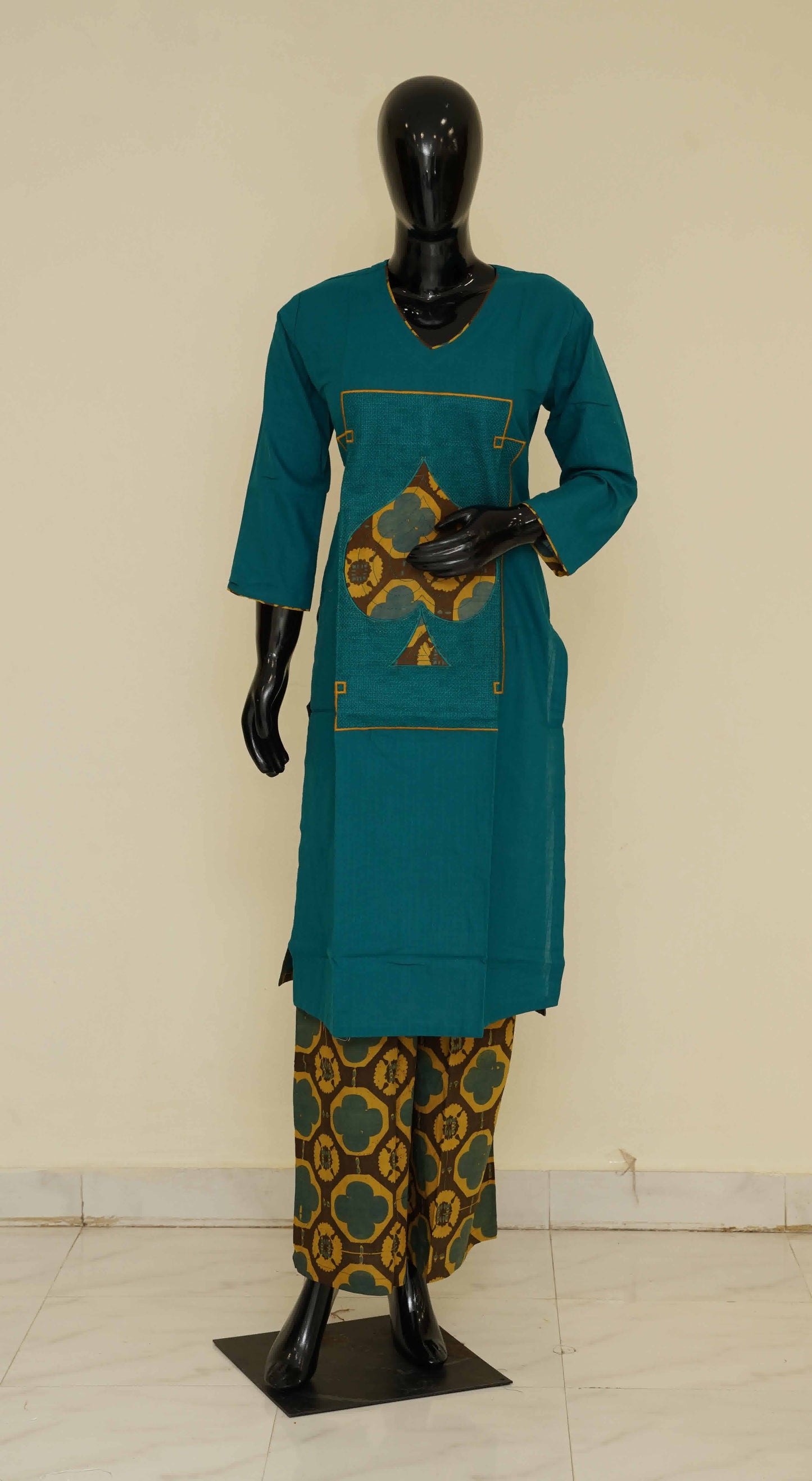 Blue Pure Cotton 2-Piece Dress Set – Medium to 2XL