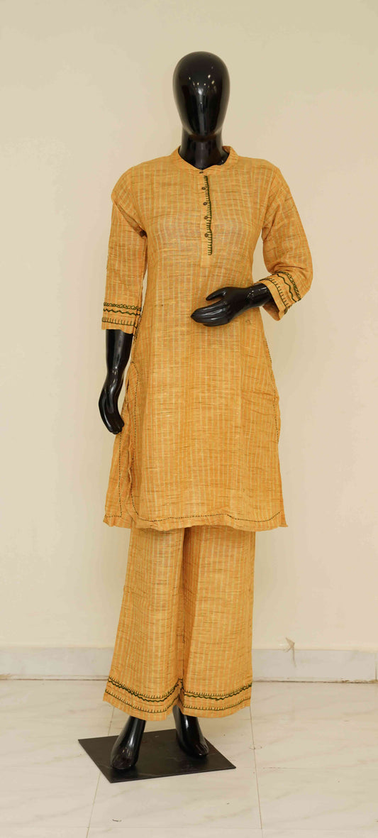 Beige colour Pure Cotton 2-Piece Dress Set – Medium to 2XL