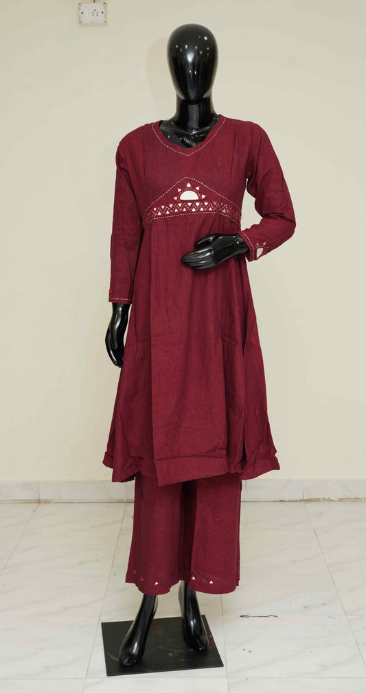 Purple - Pure Cotton 2-Piece Dress Set – Medium to 2XL