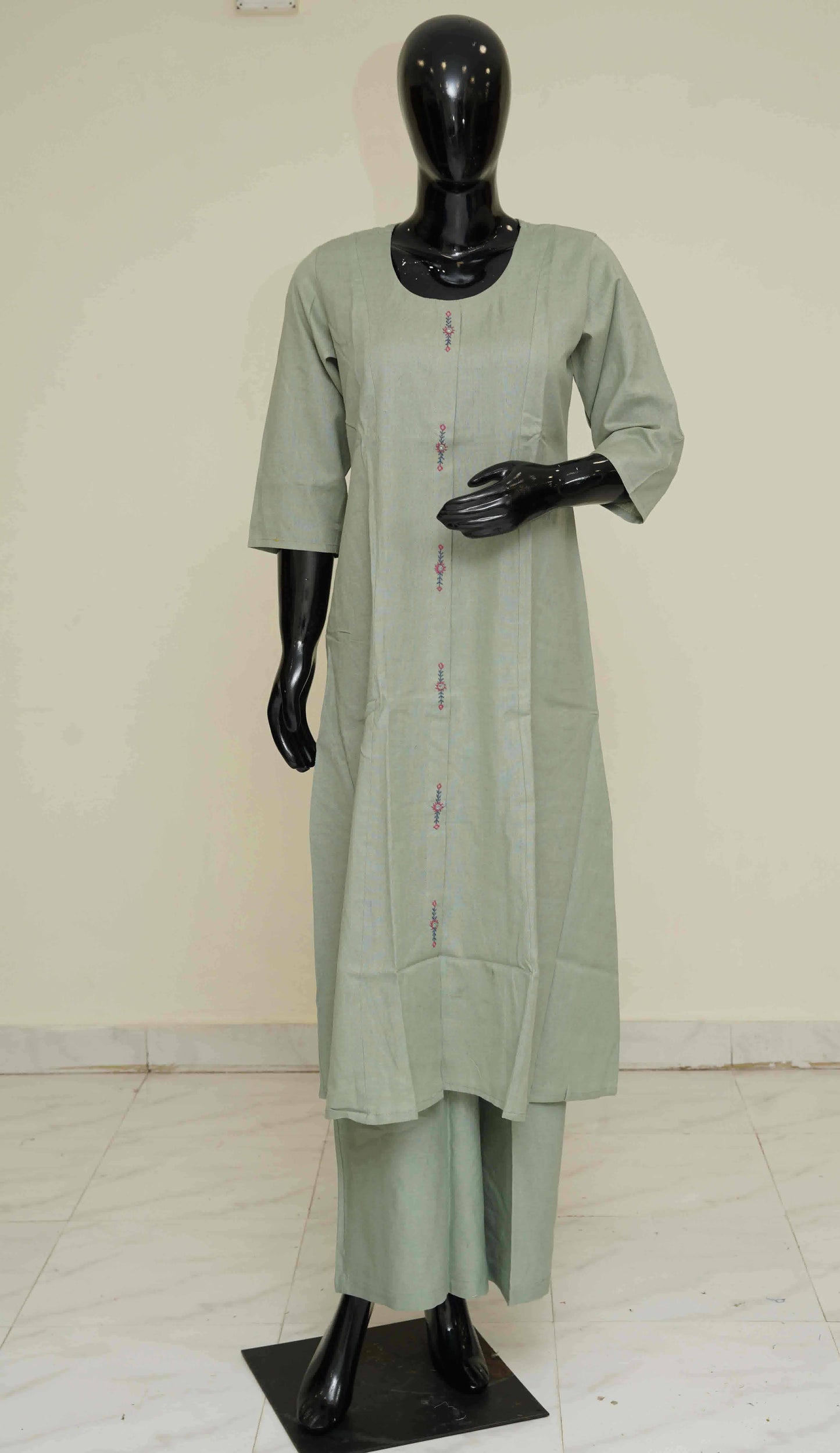 Pista Green - Pure Cotton 2-Piece Dress Set – Medium to 2XL