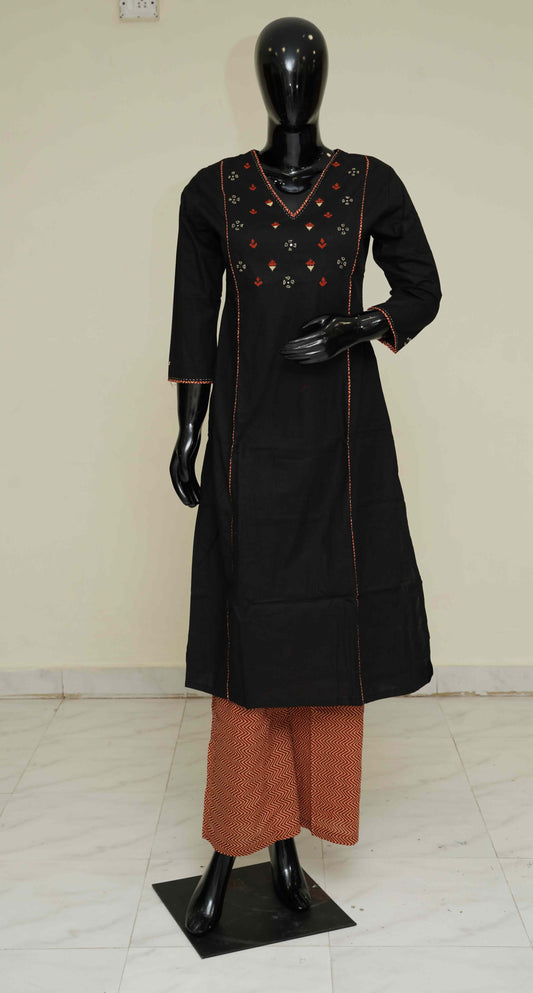 Black - Pure Cotton 2-Piece Dress Set – Medium to 2XL