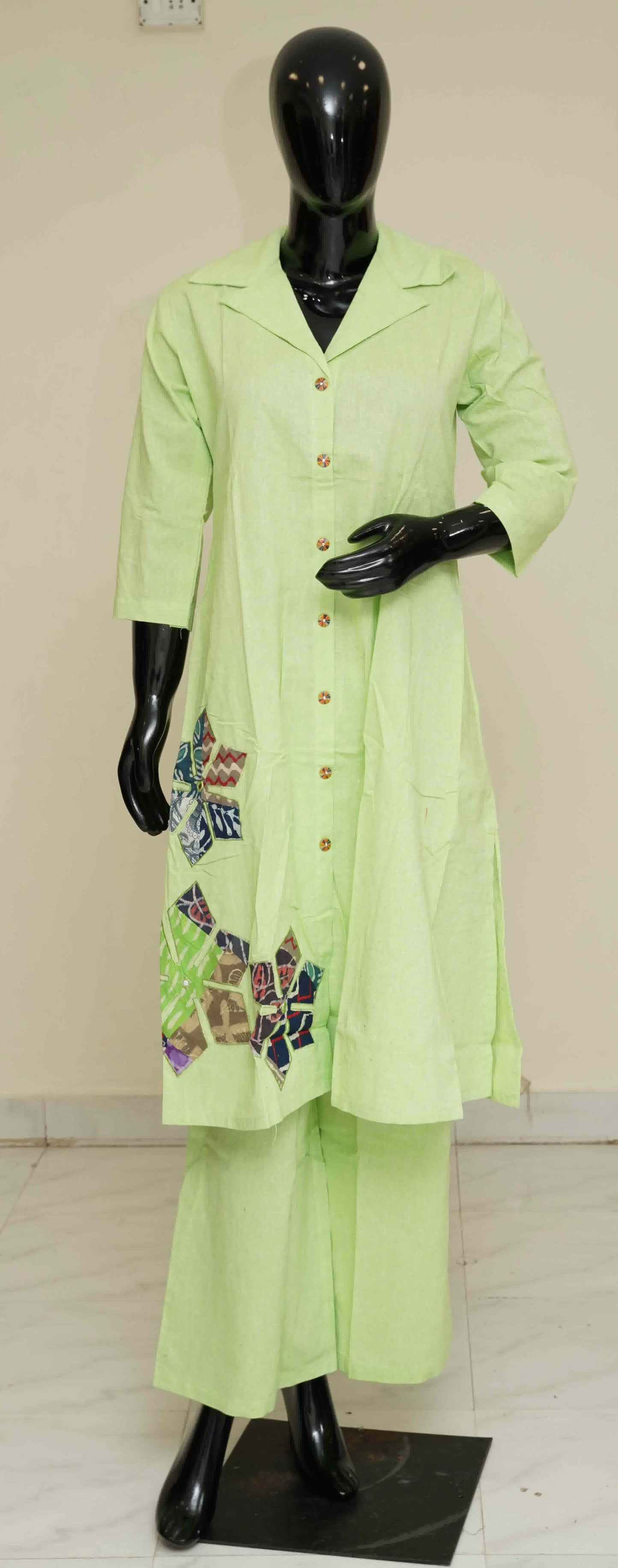 Light Green - Pure Cotton 2-Piece Dress Set – Medium to 2XL