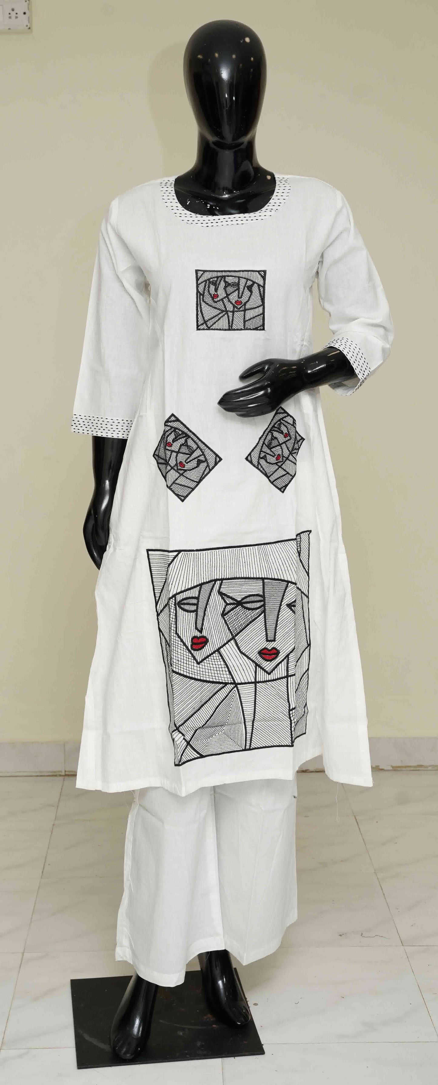 Cream - Pure Cotton 2-Piece Dress Set – Medium to 2XL