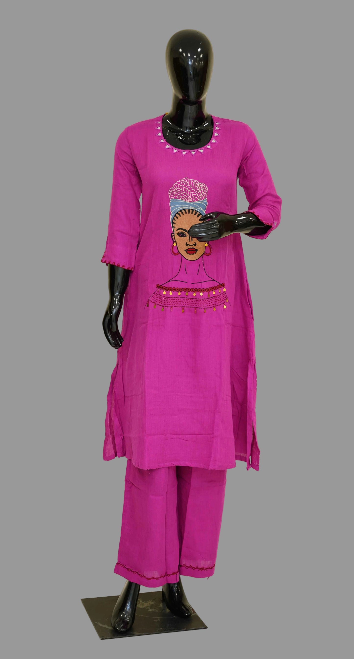 Pink - Pure Cotton 2-Piece Dress Set – Medium to 2XL