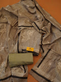 Light Grey Linen Cotton 3-Piece Dress Material with Ivory Thread Work