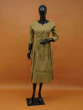 Olive Green Cotton Checks Frock – Medium to 5XL
