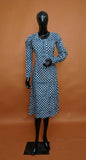 Teal Blue & White Polka Dot Premium Cotton A-Line Kurta – A-Line Cotton Tops for Women (Medium - 2XL)