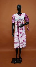 Magenta Shibori Tie-Dye Embroidered Mul Cotton Anarkali Top – Premium Ethnic Tops (Medium - 2XL)