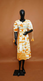 Ochre Orange Shibori Tie-Dye Embroidered Mul Cotton Anarkali Top – Premium Ethnic Tops (Medium - 2XL)