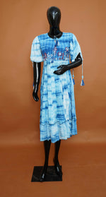 Indigo Blue Shibori Tie-Dye Embroidered Mul Cotton Top – Premium Ethnic Tops (Medium - 2XL)