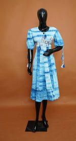 Sky Blue Shibori Tie-Dye Embroidered Mul Cotton Anarkali Top – Premium Ethnic Tops (Medium - 2XL)
