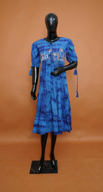 Indigo Blue Shibori Tie-Dye Embroidered Mul Cotton Anarkali Top – Premium Ethnic Tops (Medium - 2XL)