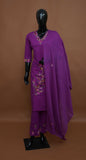 Radiant Purple Floral Embroidered Mul Cotton Straight Kurta Set – Medium to 2XL