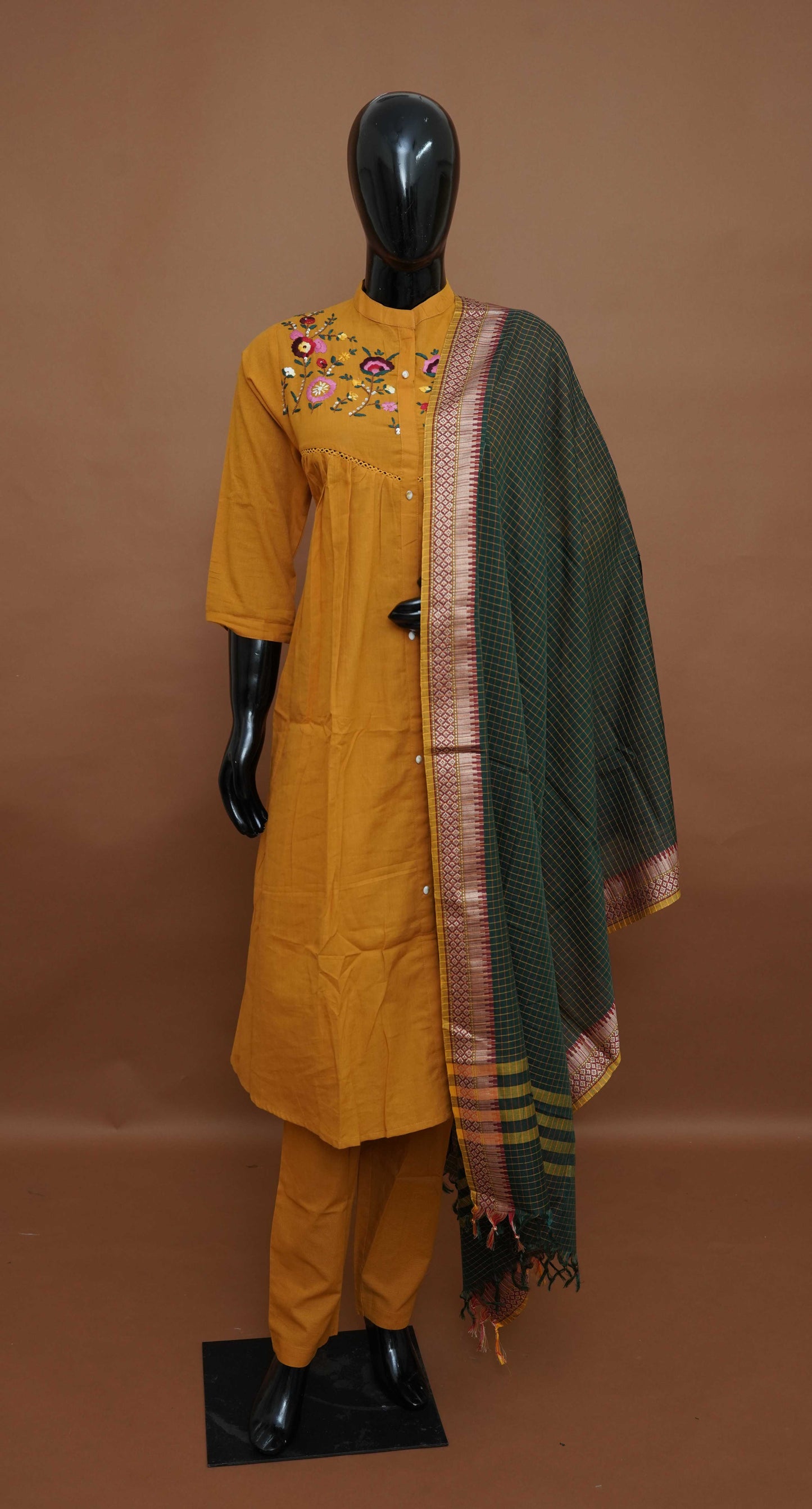 Yellow - Pure Cotton 3-Piece Dress Set – Medium to 2XL