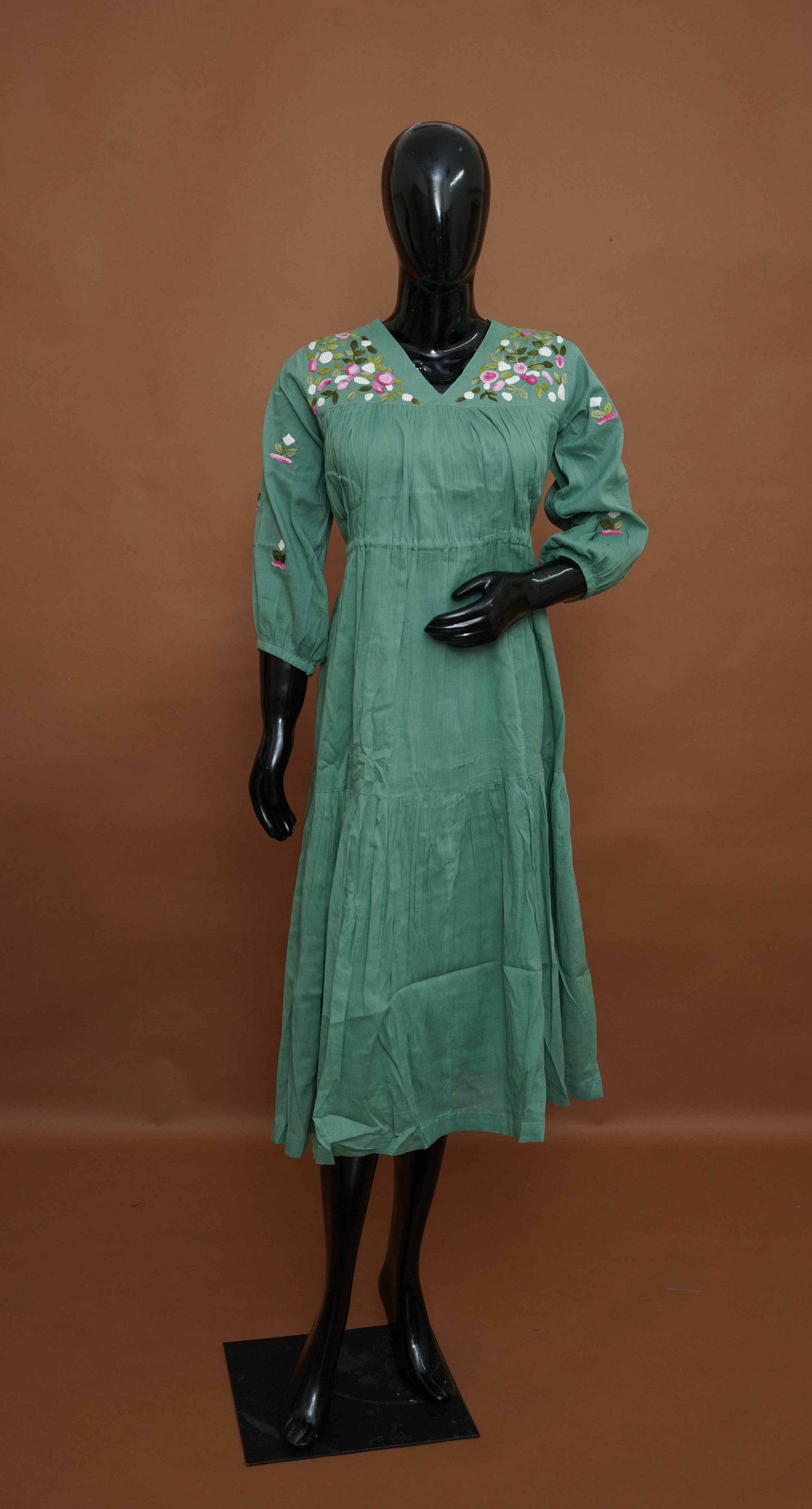 Sea green Embroidered Cotton Kurti – Premium Cotton Top (Medium - 2XL)