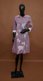 Enchanted Forest Mauve Collared Pure Cotton Tunic Dress – Premium Ethnic Tops (Medium - 2XL)