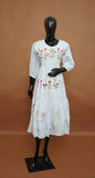 White A-line Cotton Kurti with Embroidered Work – Premium Cotton Top (Medium - 2XL)