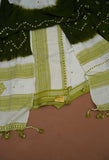 Moss Green & Off-White Pure Handloom Kutch Kala Cotton Bhujodi 3-Piece Dress Material