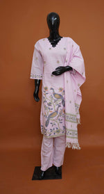 Baby Pink Premium Pure Cotton Jamdani 3-Piece Ready-to-Wear Dress Set – Medium to 3XL