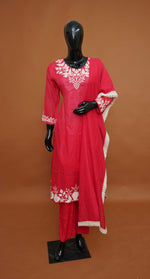 Raspberry Magenta Premium Mul Chanderi 3-Piece Readymade Salwar Suit Set – Medium to 2XL