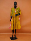 Women's embroidered colorblocked Chanderi cotton tunic top with 3/4 sleeves available in sizes M to 3XL