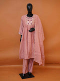 Plus size women's embroidered mauve pink Chanderi silk suit set with pants available in sizes 3XL to 6XL