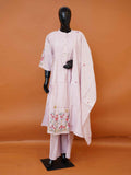 Women's embroidered light pink rayon cotton suit set with pintuck yoke and pants available in sizes M, XL, XXL