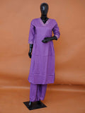 Women's violet purple rayon cotton straight suit set with V-neckline available in sizes M to XXL