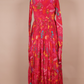 Pure Silk Long Frock with Digital Printed Florals and Leaves - Red