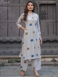 Off-White Cotton Co-ord Dress Set | Auto Rickshaw Block Print – Medium to 3XL