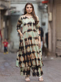 Sage Green & Black Tie-Dye Cotton Co-ord Set | Pocket Kurti – Medium to 3XL