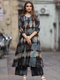 Indigo Blue & Black Tie-Dye Cotton Co-ord Set | Pocket Kurti – Medium to 3XL