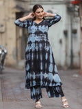 Black & Ice Blue Tie-Dye Cotton Co-ord Set – Medium to 3XL