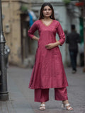 Magenta Pink Chanderi Mukaish Work Kurta Set – Medium to 3XL