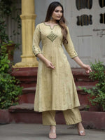 Pistachio Green Pure Cotton Pintuck Mirror Work Kurta Palazzo Set – Medium to 3XL