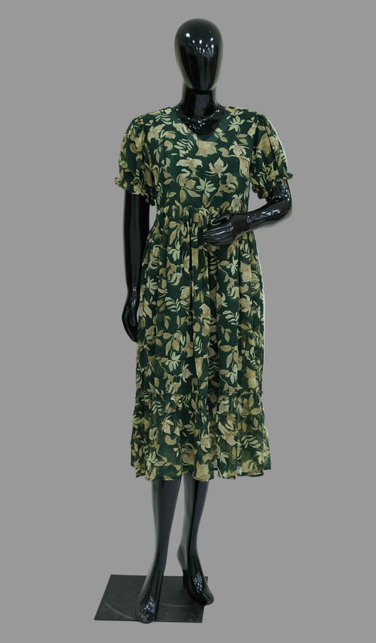 Semi-Georgette Floral Frock for Women | Ethnic Casual Wear | Sizes M to 2XL | Sahitha Studio