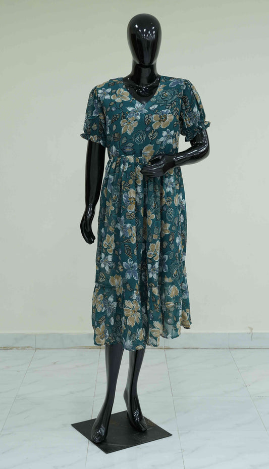 Semi-Georgette Printed Frock for Women | Ethnic Wear | M to 2XL | Sahitha Studio
