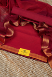 Maroon Handloom Cotton Mangalagiri Dress Material with Dual Tone Zari Border and Maroon Cotton Checks Dupatta