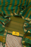 Olive Green Handloom Cotton Mangalagiri Dress Material with Dual Tone Zari Border and Blue Striped Dupatta