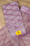 Onion Pink Handloom Kota Dress Material with Hand Block Printed Leaves Design and Onion Pink Block Print Dupatta