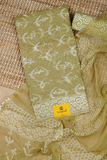 Olive Green Handloom Kota Dress Material with Hand Block Printed Leaves Design and Olive Green Block Print Dupatta