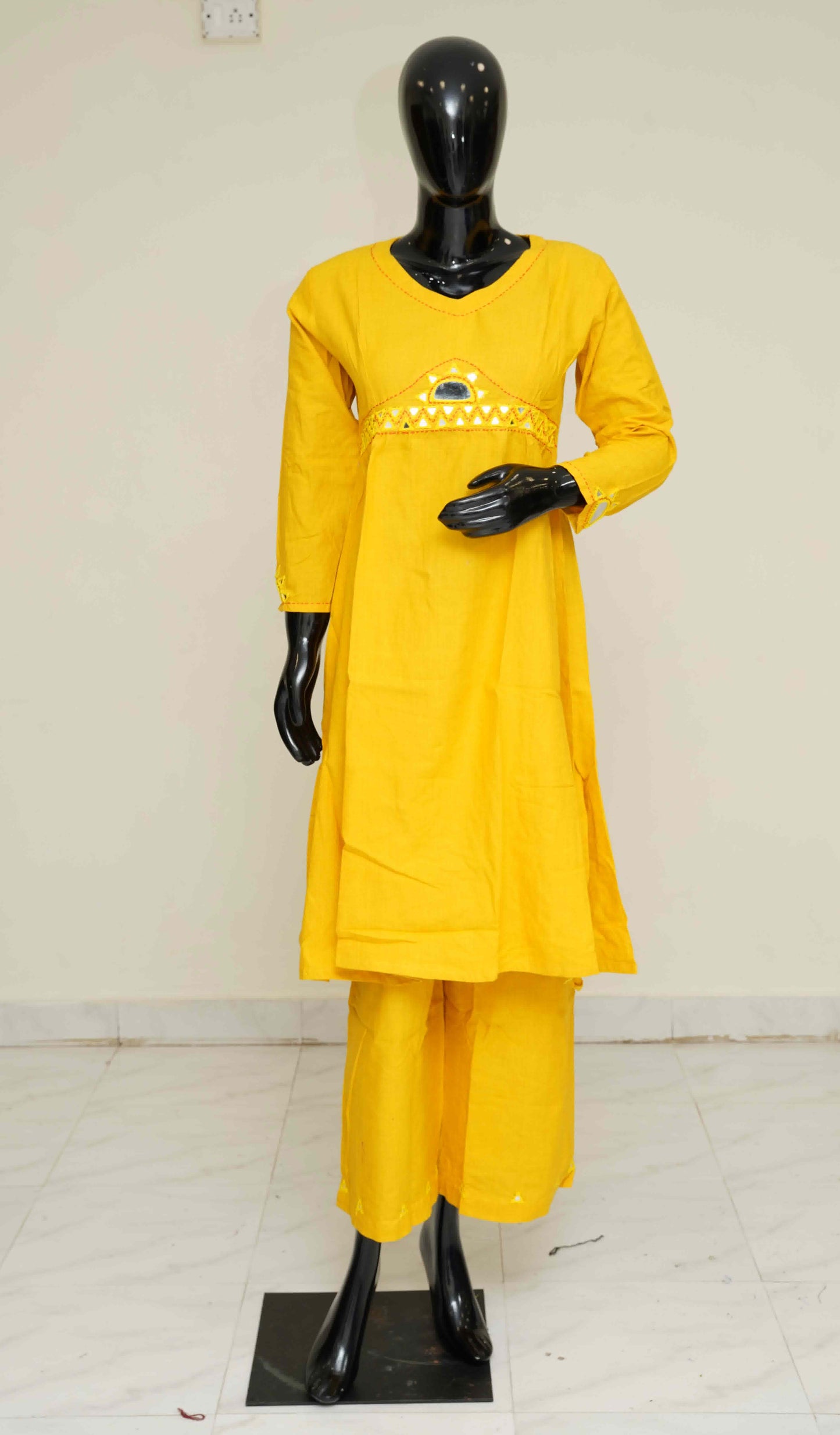 Yellow - Pure Cotton 2-Piece Dress Set – Medium to 2XL