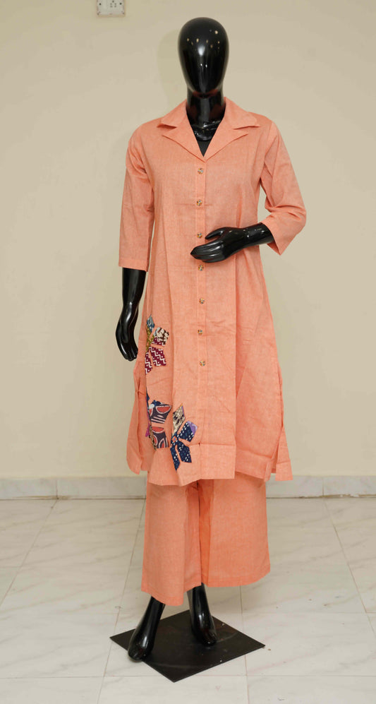 Peach - Pure Cotton 2-Piece Dress Set – Medium to 2XL