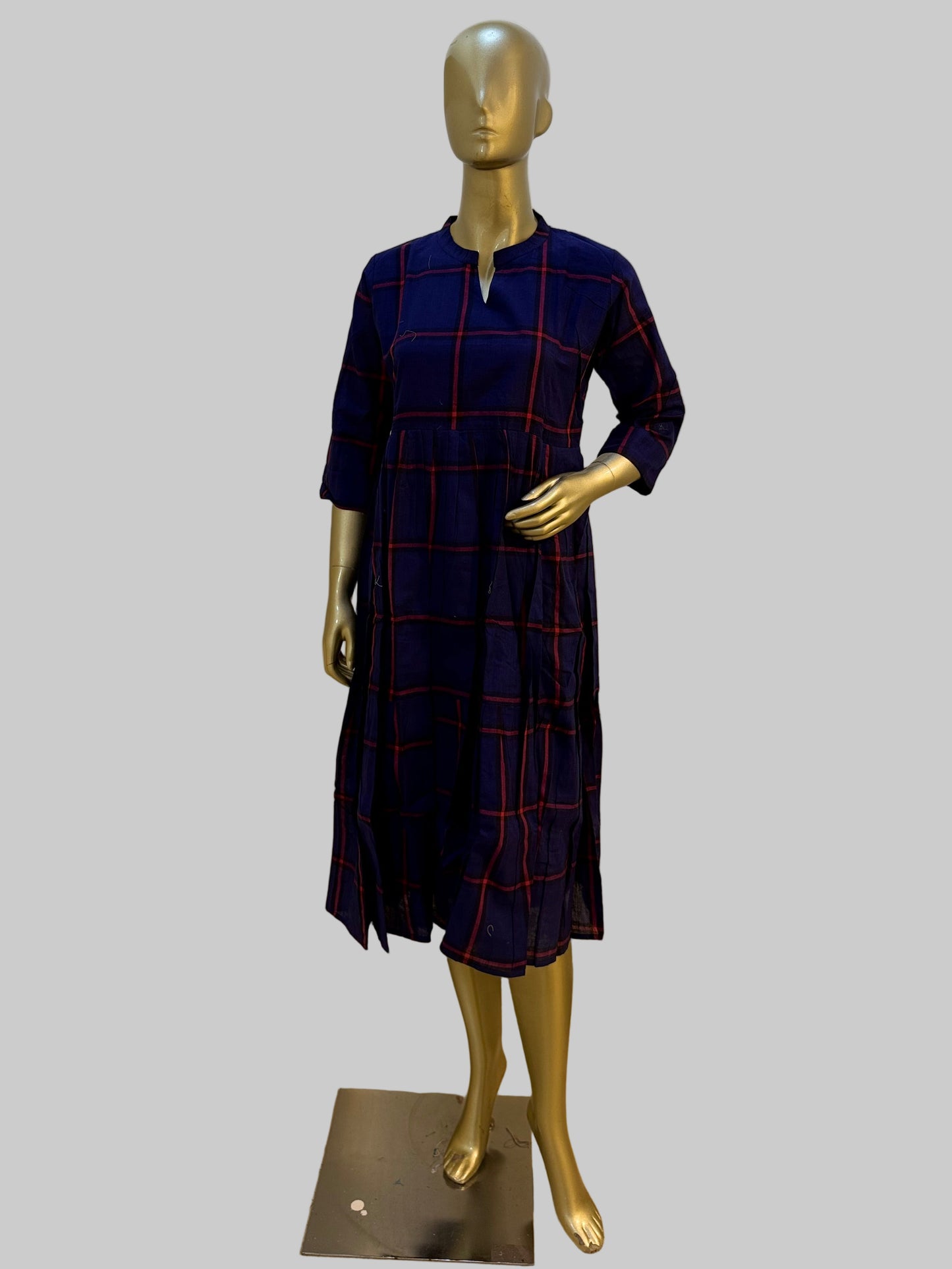 Purple Checks Cotton Frock –  L to XL