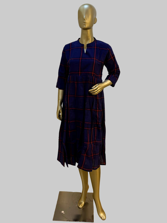 Purple Checks Cotton Frock –  L to XL